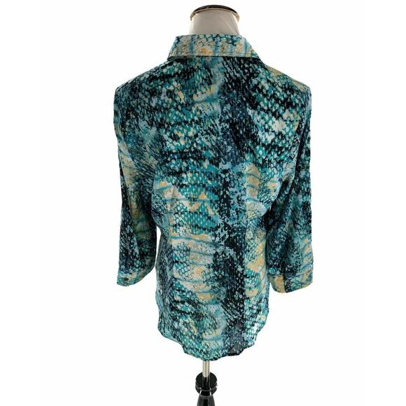 White Stag Womens Front Pockets Button Up 3/4 Sleeves Career Blouse Size Medium - Picture 3 of 4